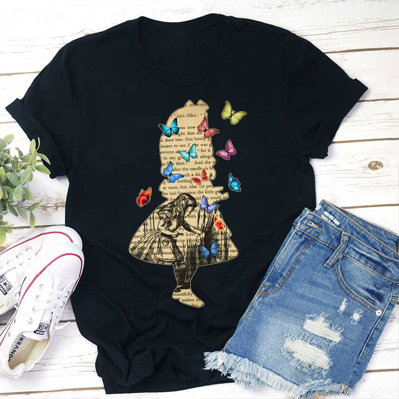 Vintage Wonderland Butterfly Teacher T-Shirt