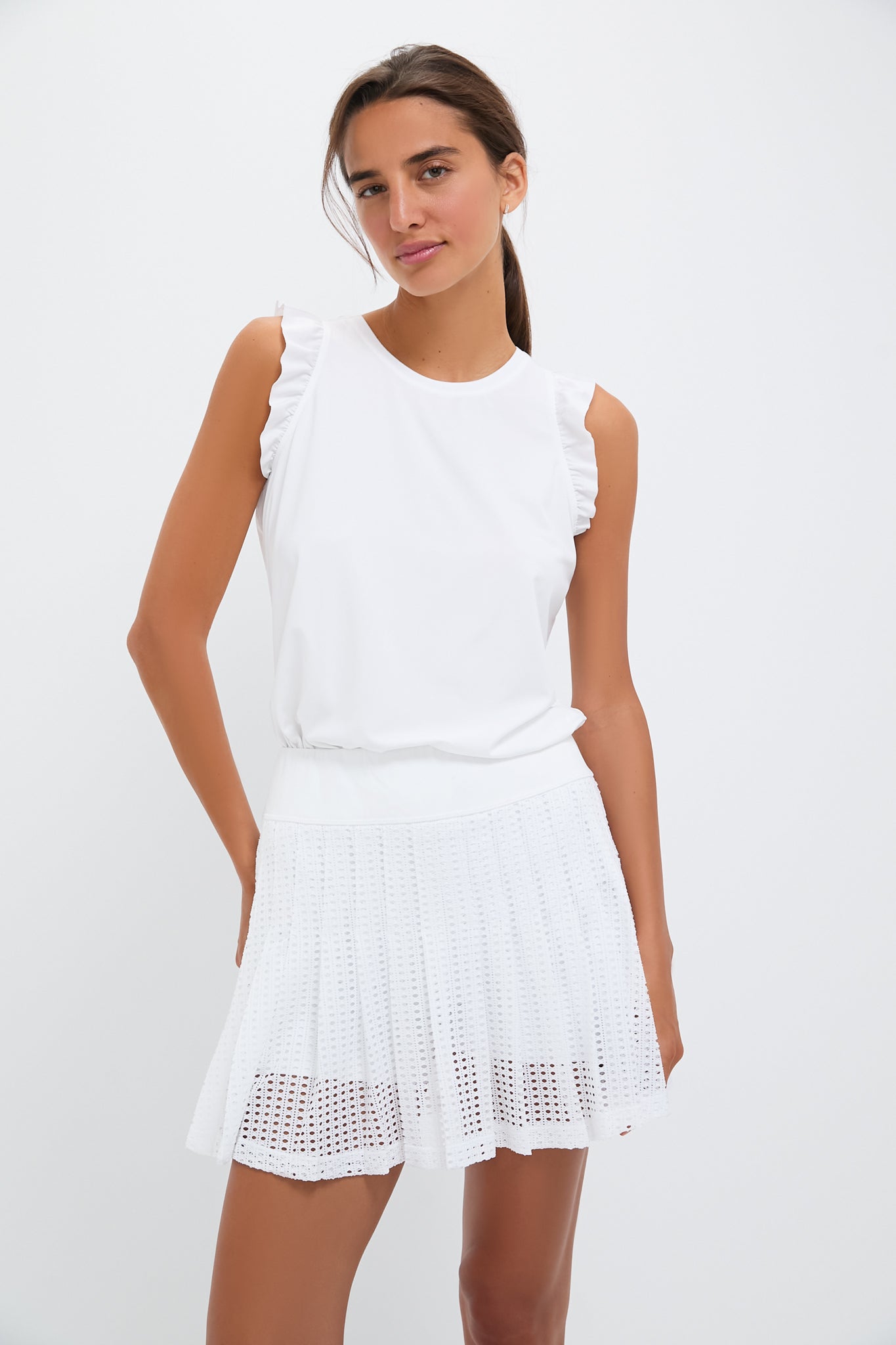 White Ruffle Lea Tank