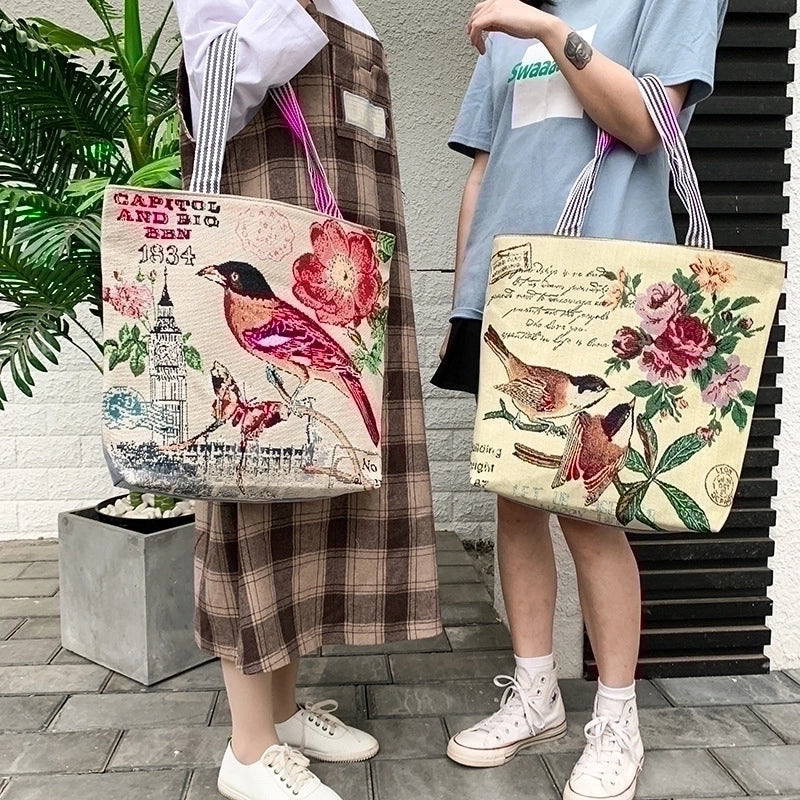 Women's Ethnic Style Butterfly Canvas Shopping Bags