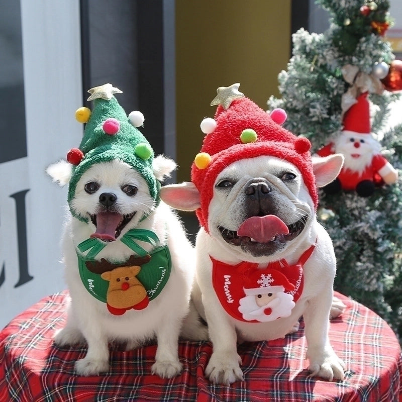 Cartoon Style Polyester Christmas Christmas Tree Santa Claus Elk Pet Saliva Towel Pet Tire