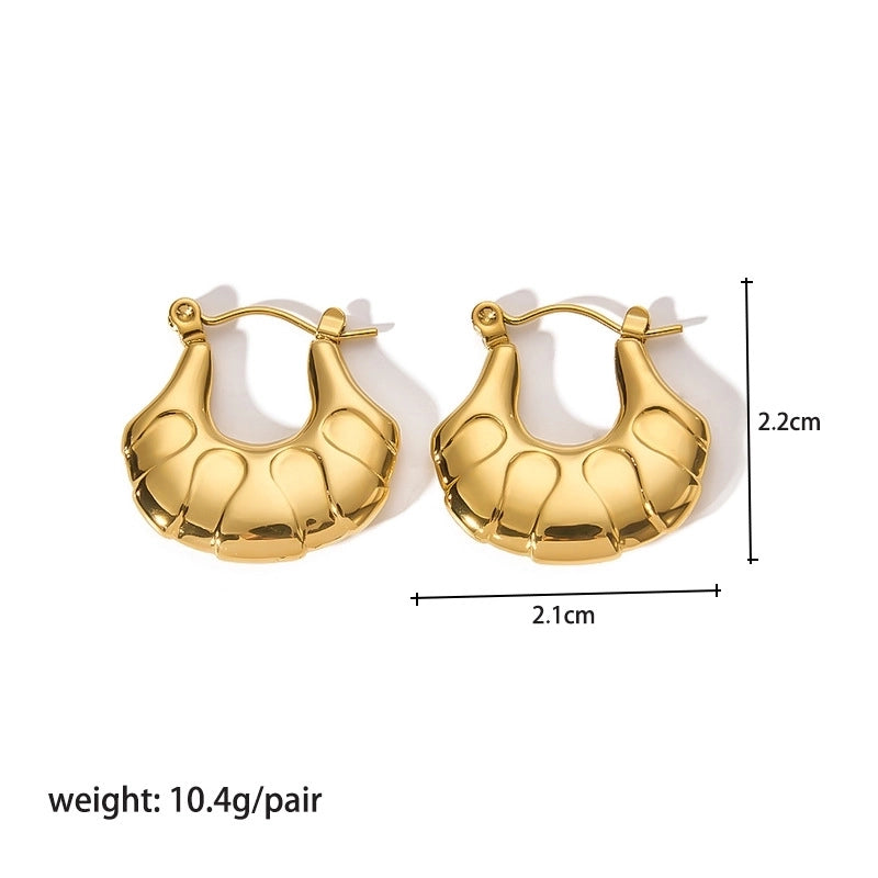 1 Pair Modern Style Round Heart Shape 304 Stainless Steel 18K Gold Plated Hoop Earrings