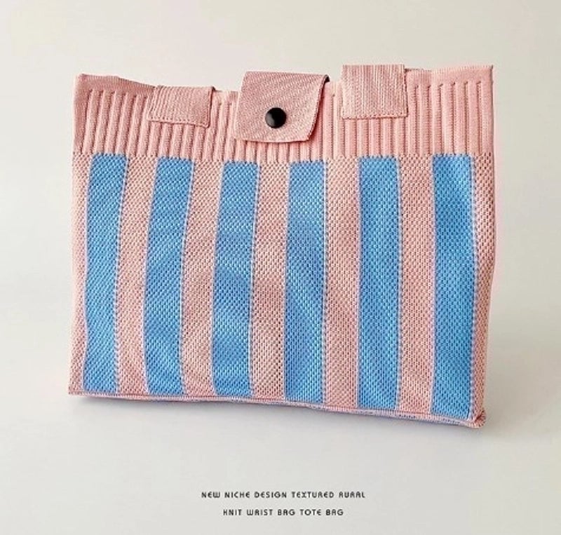 Women's Medium Polyester Stripe Beach Flip Cover Shoulder Bag