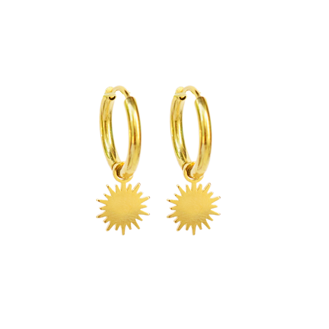 Sun charm hoops - Gold