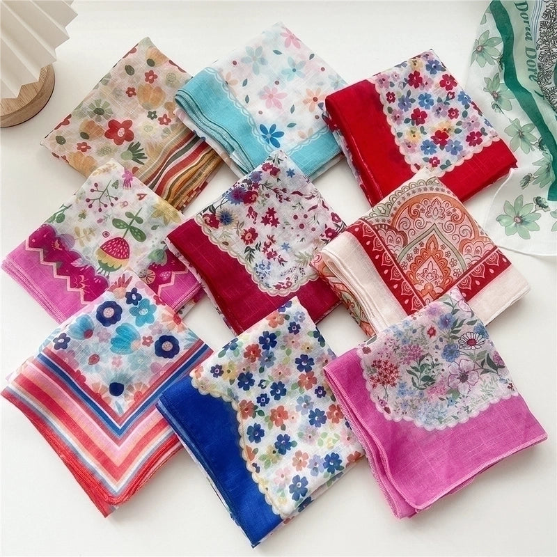 Women's Pastoral Flower Polyester Silk Scarf