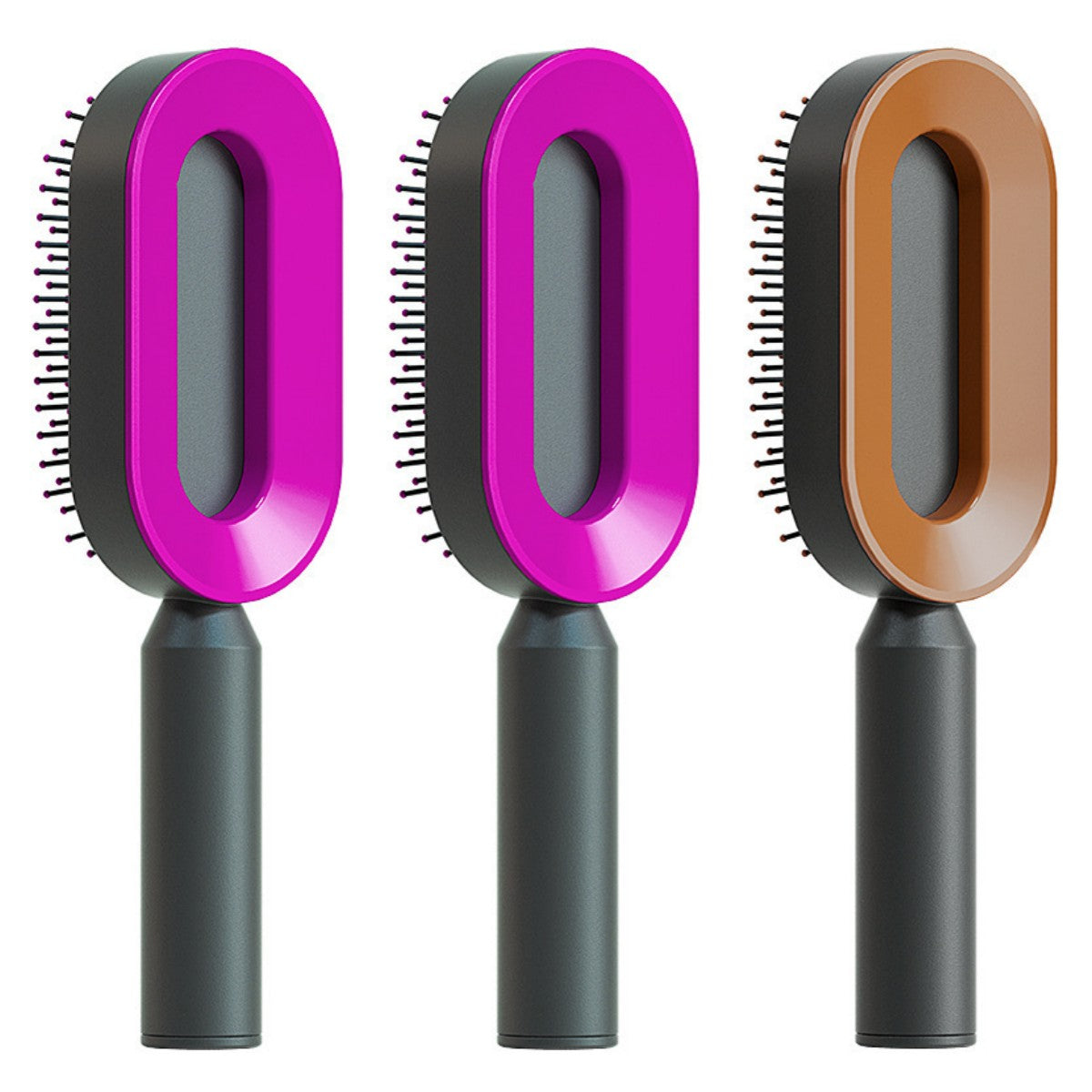 Self-cleaning hairbrush for women. One-button cleaning airbag to prevent hair loss