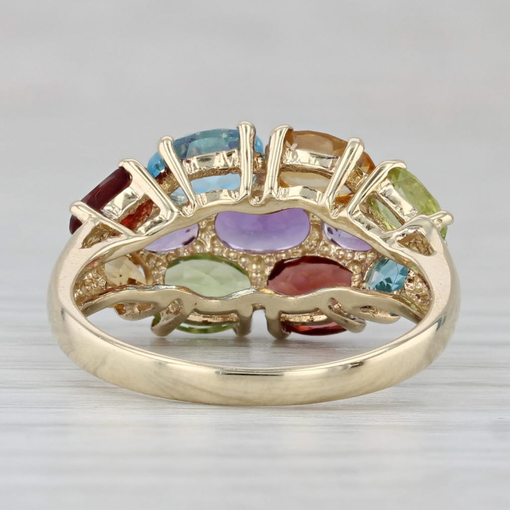 4.11ctw Rainbow Gemstone Cluster Ring 10k Gold Amethyst Peridot Garnet Topaz