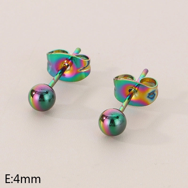 1 Pair Minimalist Round 304 Stainless Steel 18K Gold Plated Ear Studs