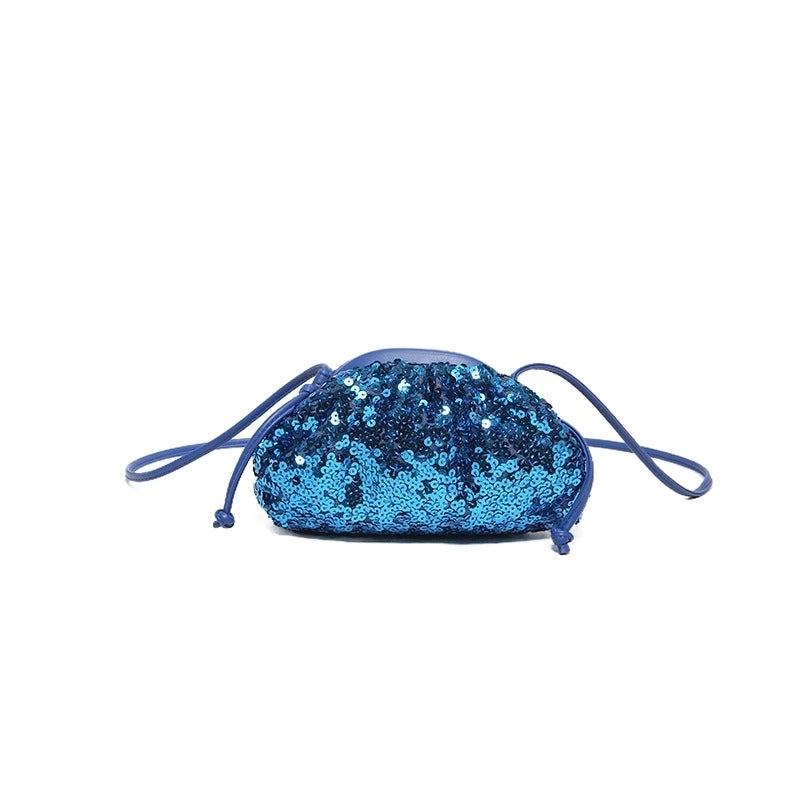 Women's Pu Leather Solid Color Streetwear Sequins Sewing Thread Shell String Crossbody Bag