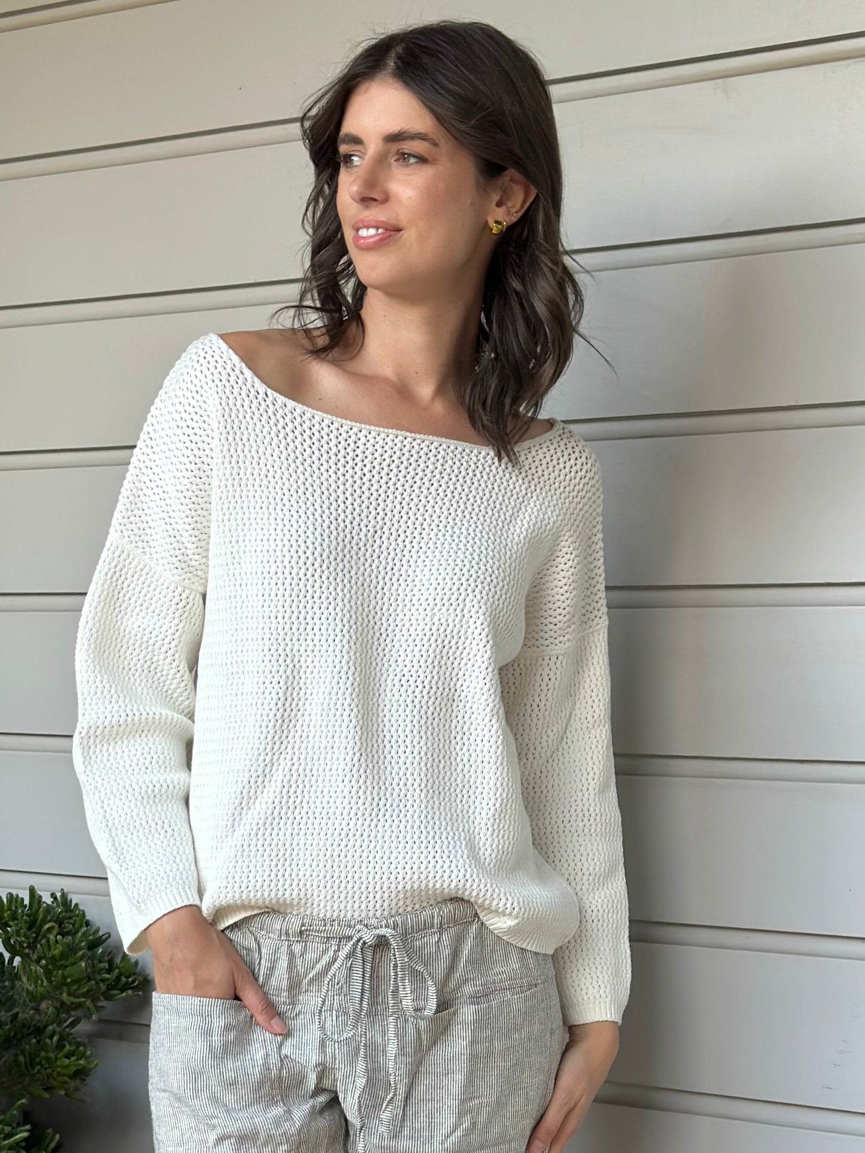 aria jersey- ivory cotton pointel