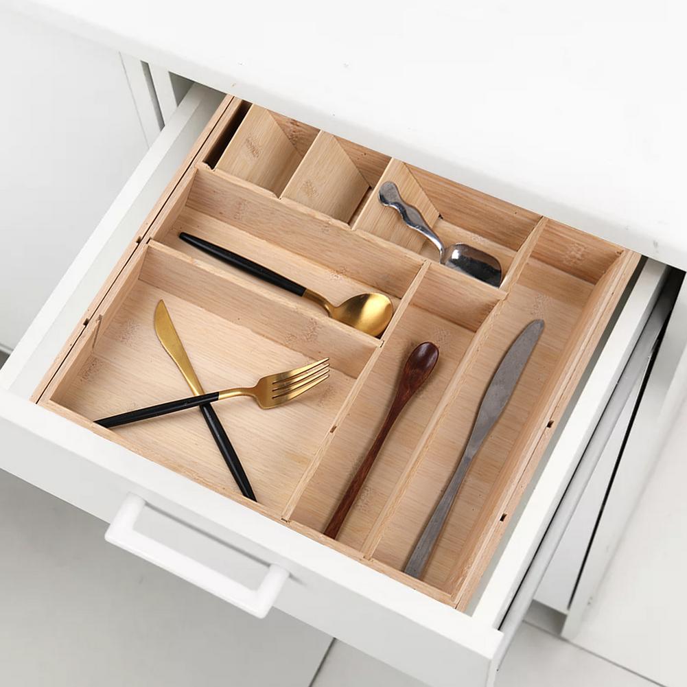 Bamboo. expandable cutlery tray. Cutlery drawer. Organizer. Kitchen