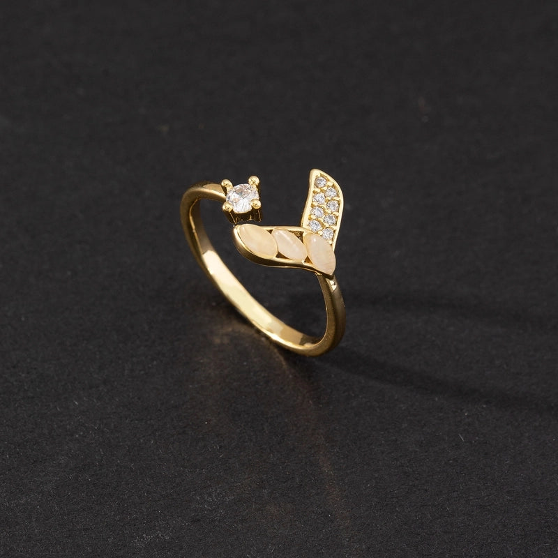 1 Piece Fashion Letter Heart Shape Cat Copper Inlaid Zircon Artificial Pearls Open Ring