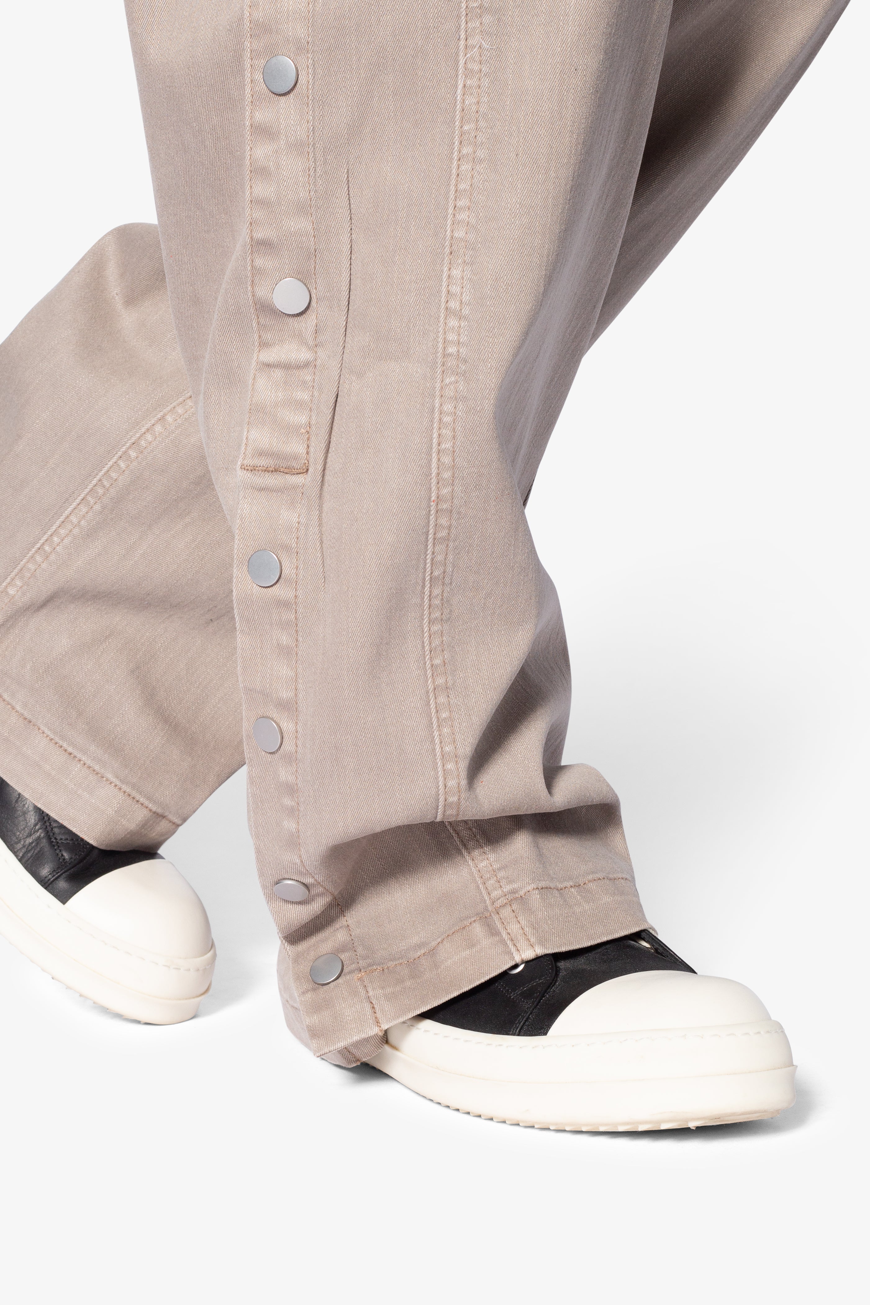 Snap Panel Coated Pants - Khaki