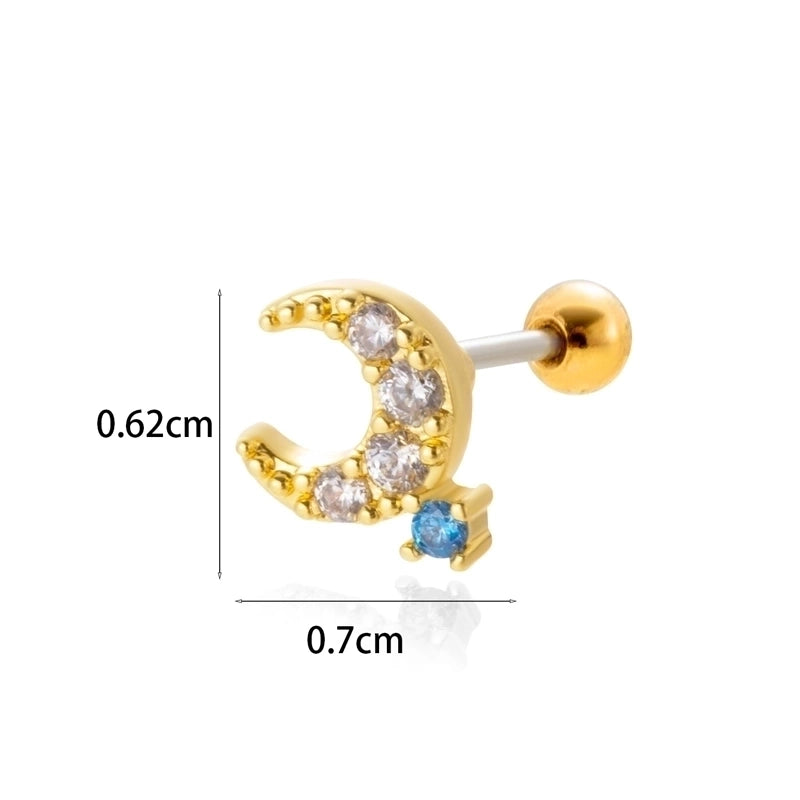 1 Piece Ear Cartilage Rings & Studs Minimalist Classic Style Star Moon Butterfly 316L Stainless Steel  Copper Plating Inlay Zircon