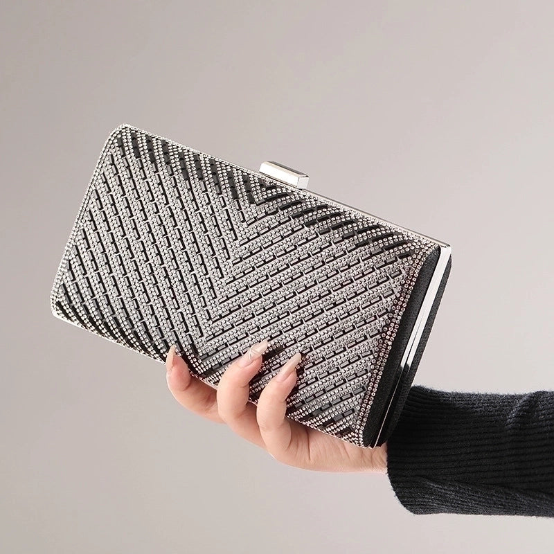 Women's Polyester Stripe Vintage Style Square Magnetic Buckle Evening Bag