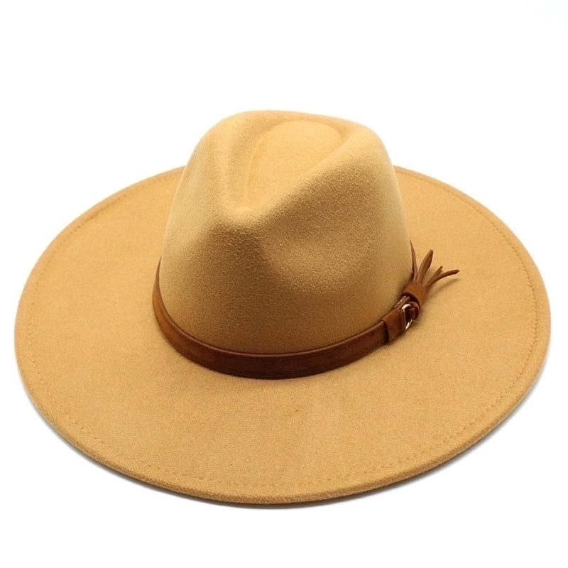 Unisex  Solid Color Flat Eaves Fedora Hat