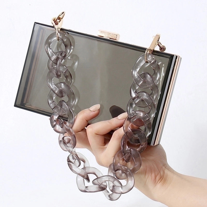 Red Transparent Fluorescent Green Arylic Solid Color Square Evening Bags