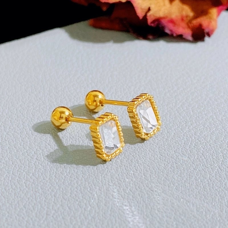 1 Pair Minimalist Heart Shape Plating Titanium Steel Gold Plated Ear Studs