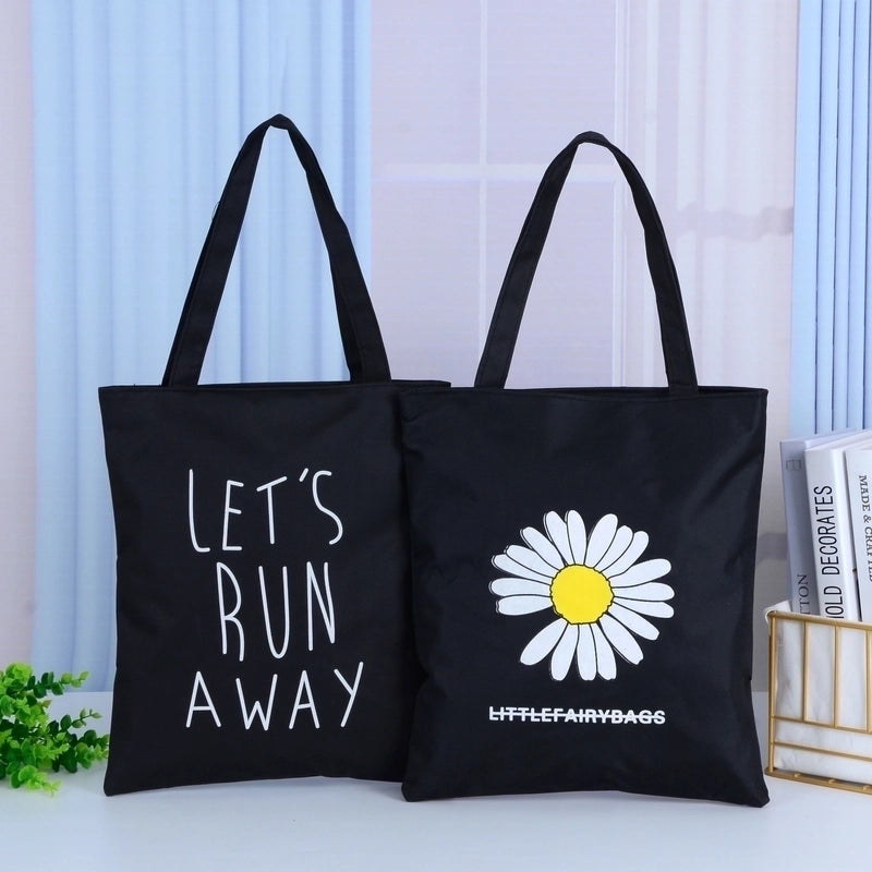 Women's Elegant Letter Canvas Shopping Bags