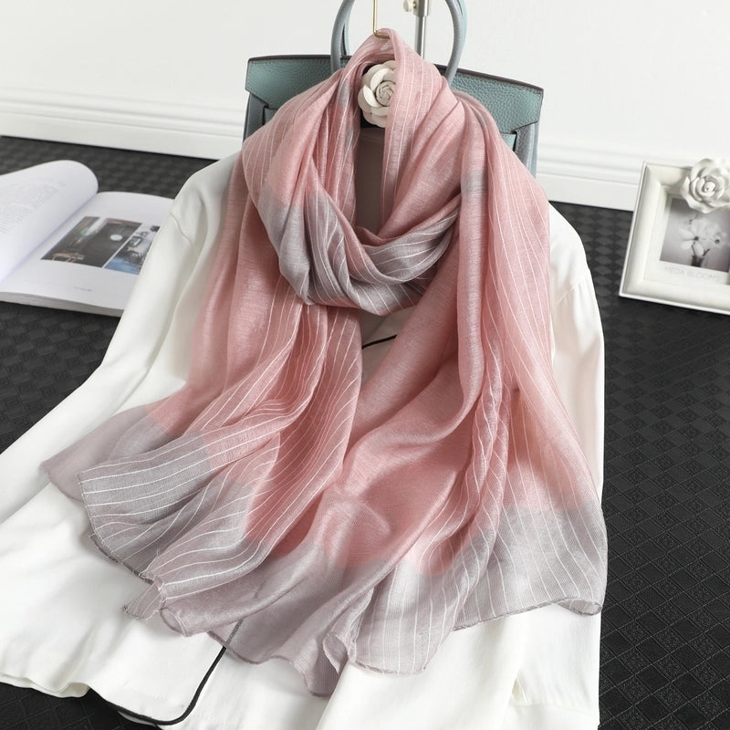 Women's Elegant Minimalist Stripe Silk Silk Scarf