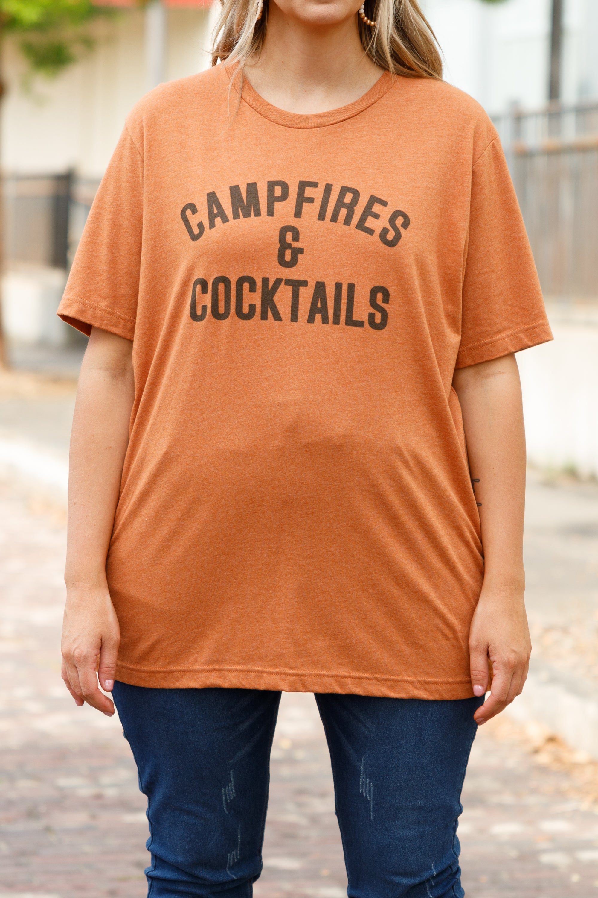 Campfires And Cocktails Tee. Heather Autumn