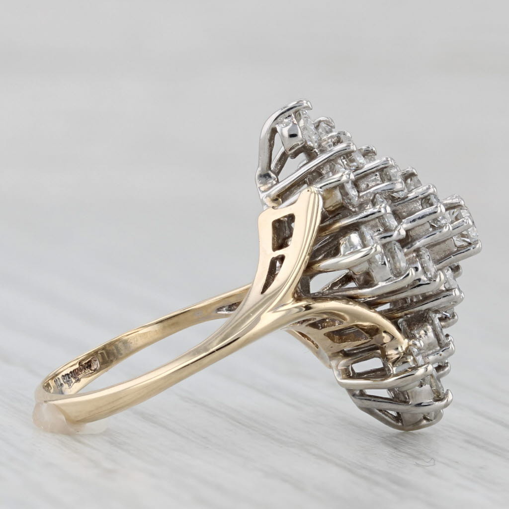 1.50ctw Diamond Cluster Ring 14k Yellow Gold Size 6.5 Cocktail