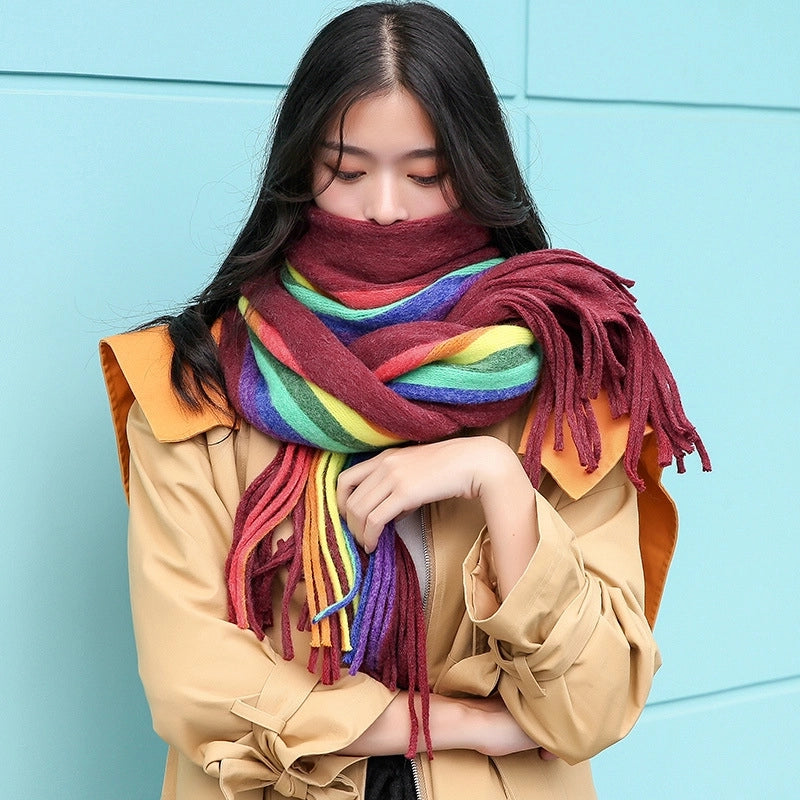 Women's Streetwear Color Block Imitation Cashmere Scarf