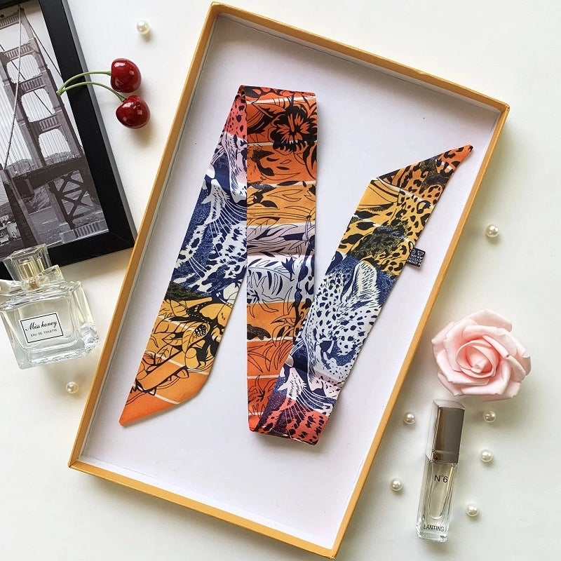 Women's Minimalist Flower Satin Printing Silk Scarf