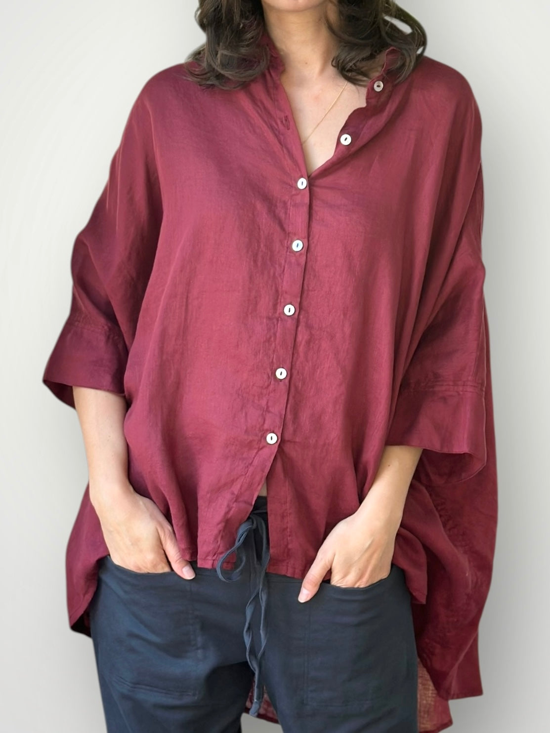 issey shirt -  wine linen