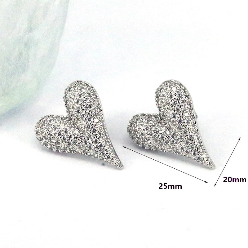 1 Pair Ig Style Minimalist Round Water Droplets Heart Shape Plating Inlay Copper Zircon 18k Gold Plated Silver Plated Ear Studs