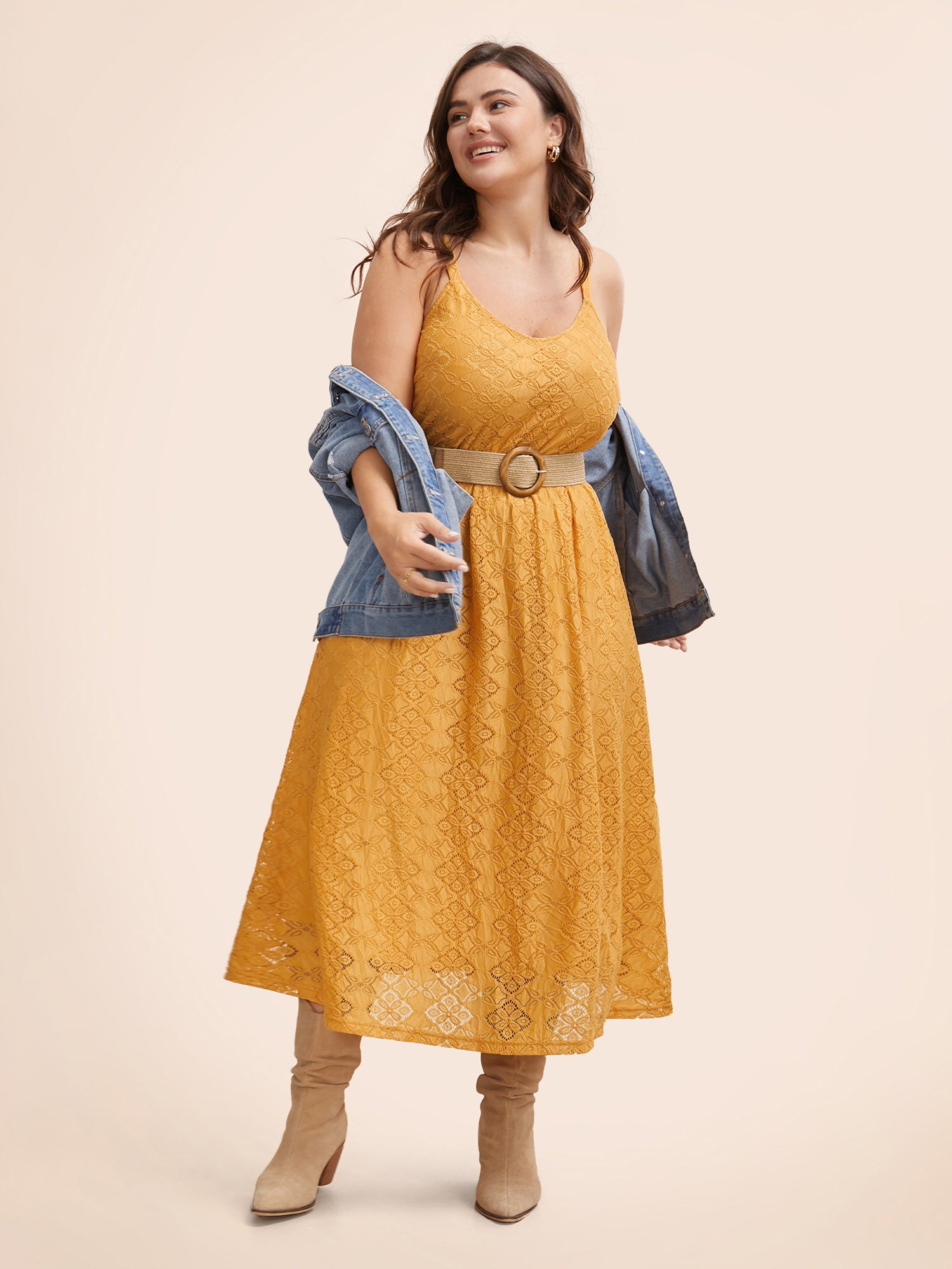 Crochet Lace U Neck Cami Dress