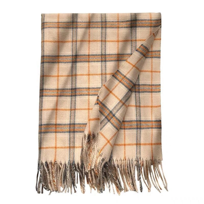 Artistic Fine Plaid Cashmere-like Scarf Women's Winter  Student's Multifunctional Long Warm Dual-use Shawl
