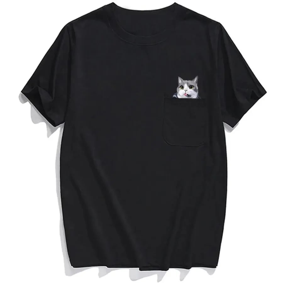 Hidden Middle Finger Signed Funny Cat Printed T-Shirt