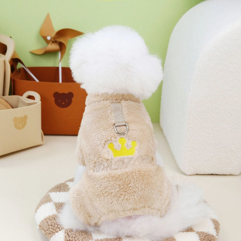 Pet Clothes Dog Clothes Winter Teddy Cat Pet Apparel Winter 23 Crown Four-legged Fleece Coat