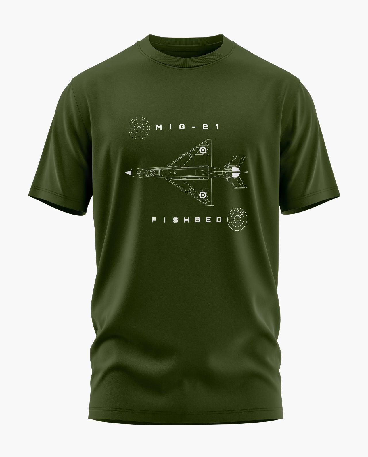 MiG 21 Fishbed Blueprint T-Shirt