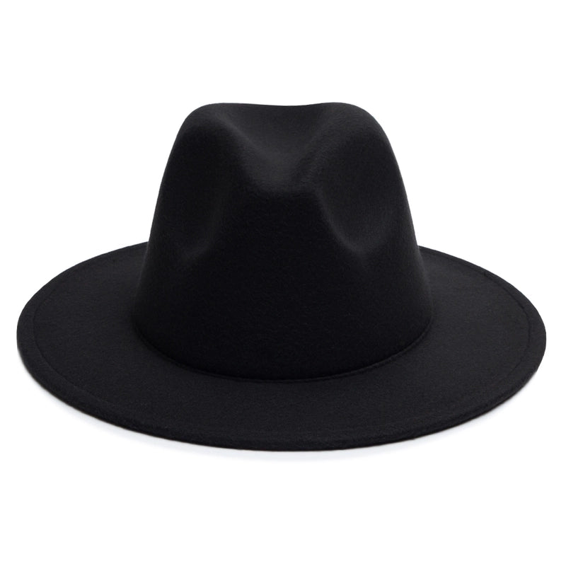 Unisex Vintage Style Minimalist British Style Solid Color Big Eaves Flat Eaves Fedora Hat