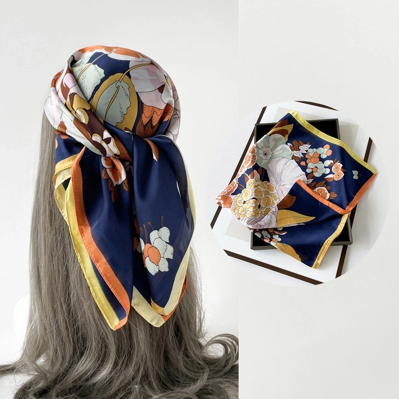 Women's Casual Flower Satin Printing Bandanas