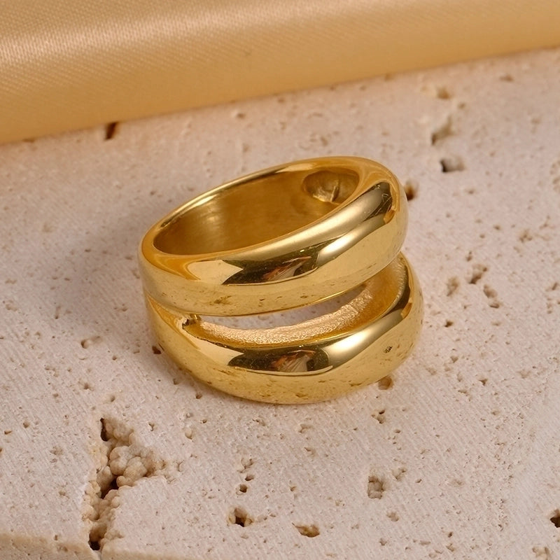 304 Stainless Steel 14K Gold Plated Modern Style Minimalist Classic Style Plating Solid Color Rings