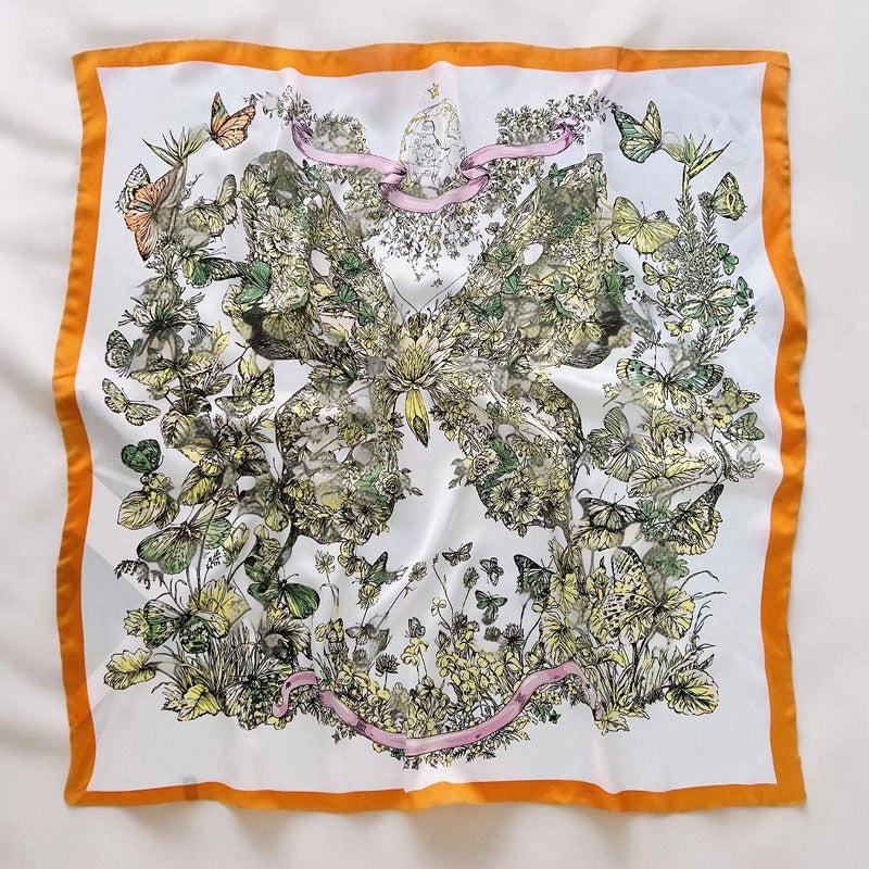 Women's Casual Elegant Minimalist Printing Satin Printing Silk Scarf