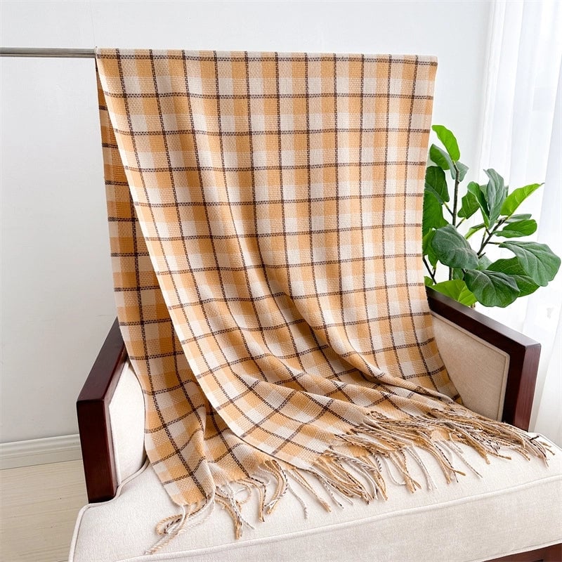 Unisex Business Basic Minimalist Tassel Imitation Cashmere Polyester Scarf