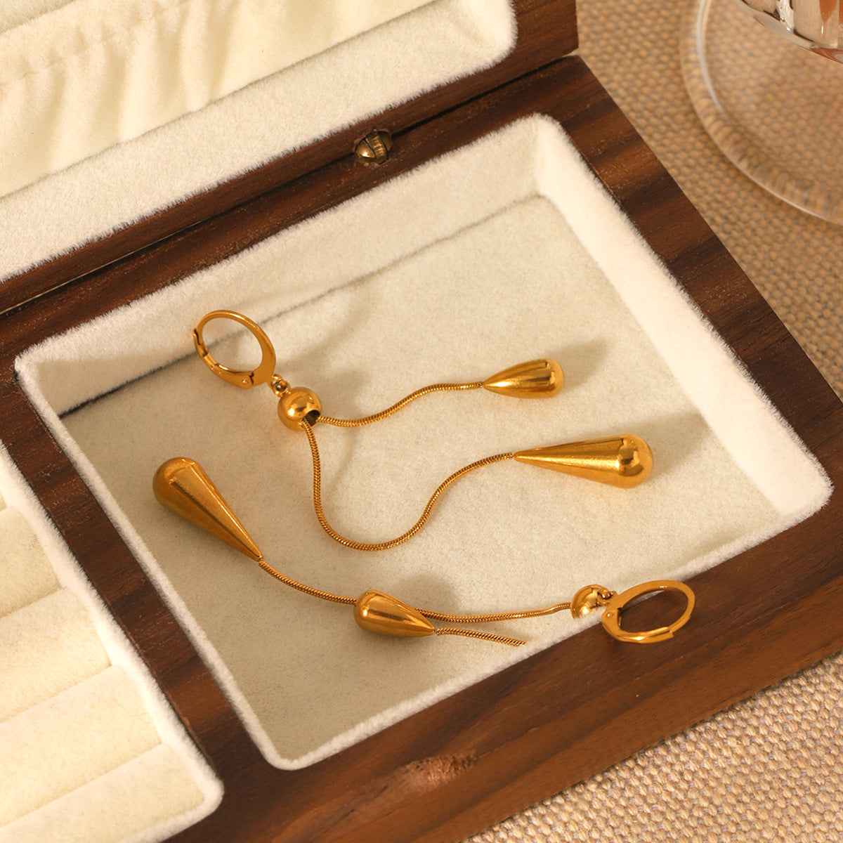 18K Gold Stainless Steel Tassel Earrings Water Drop Earrings Ins Style Niche Design Earrings