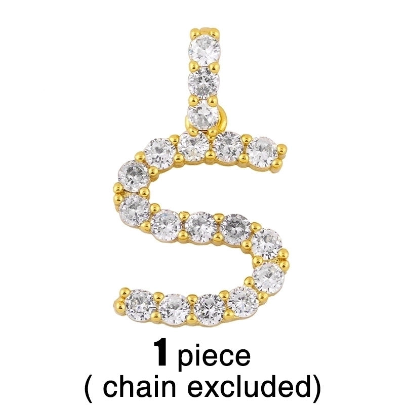 Copper Tennis Chain Inlaid Zircon Letter Necklace
