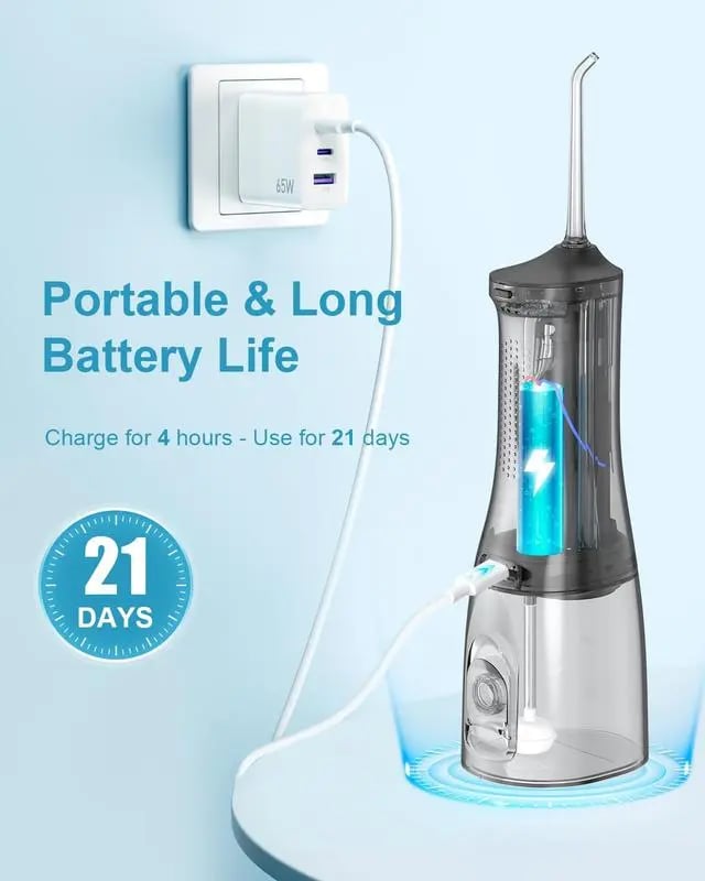 Teeth Cleaning with 3 Modes 4 Jet Tips IPX6 Waterproof Teethfloss for Home Travel .300ML Water Tank Water Flosser