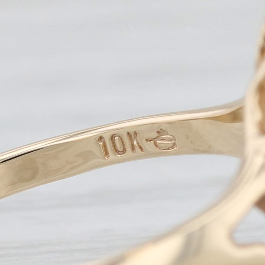 Baroque Freshwater Pearl Diamond Ring 10k Yellow Gold Size 7