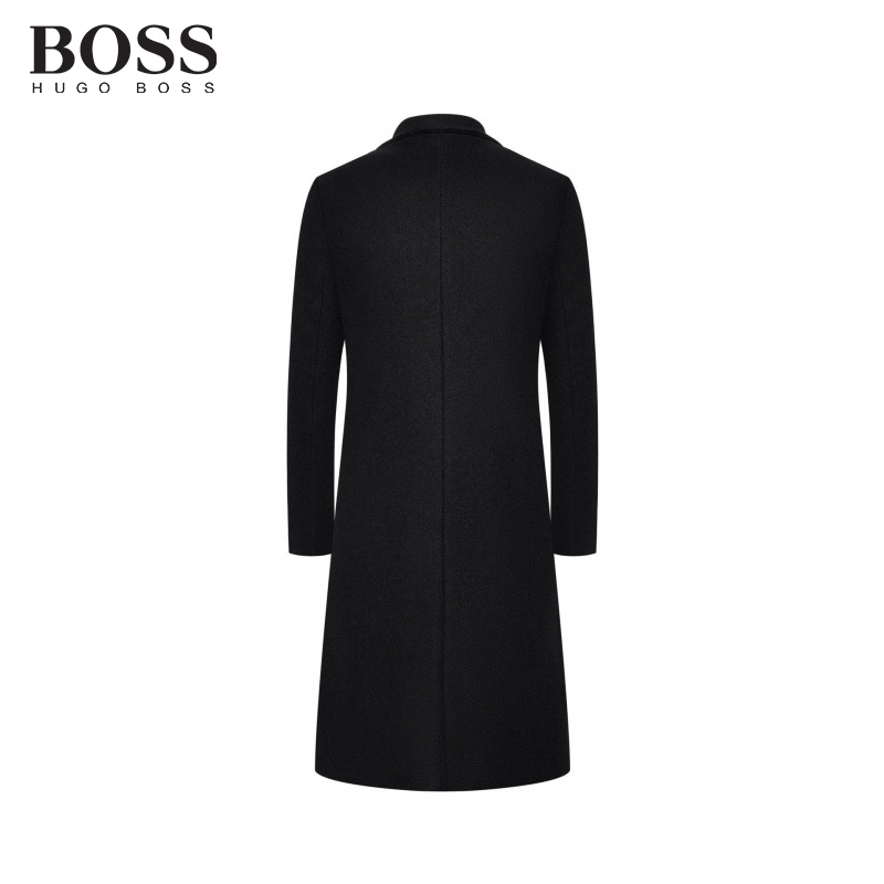 BOSS Men-s Trench Coat Long Wool Solid Color Thick Coat