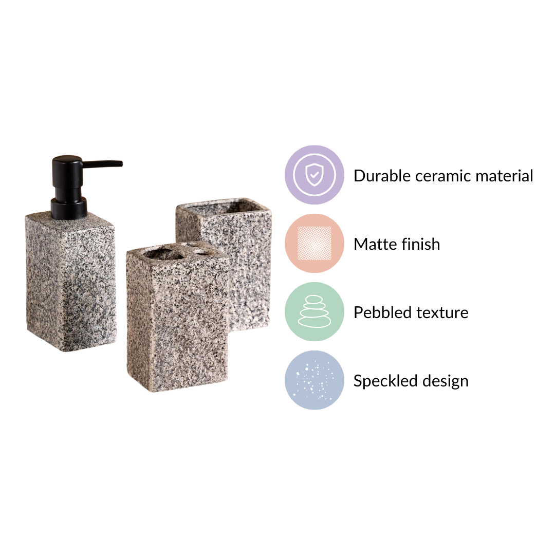 Natural Stone Textured Bathroom Set Of 3