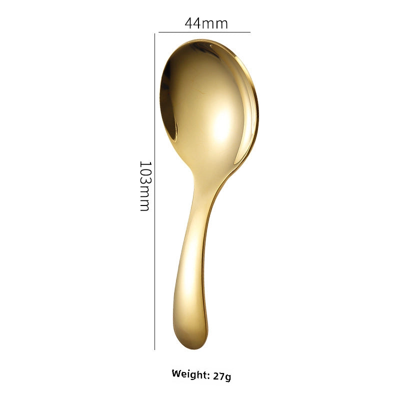 304 Stainless Steel Short Handle Spoon Mini Children's Tableware Ice Cream Dessert Spoon Tea Spoon Outdoor Travel Convenient