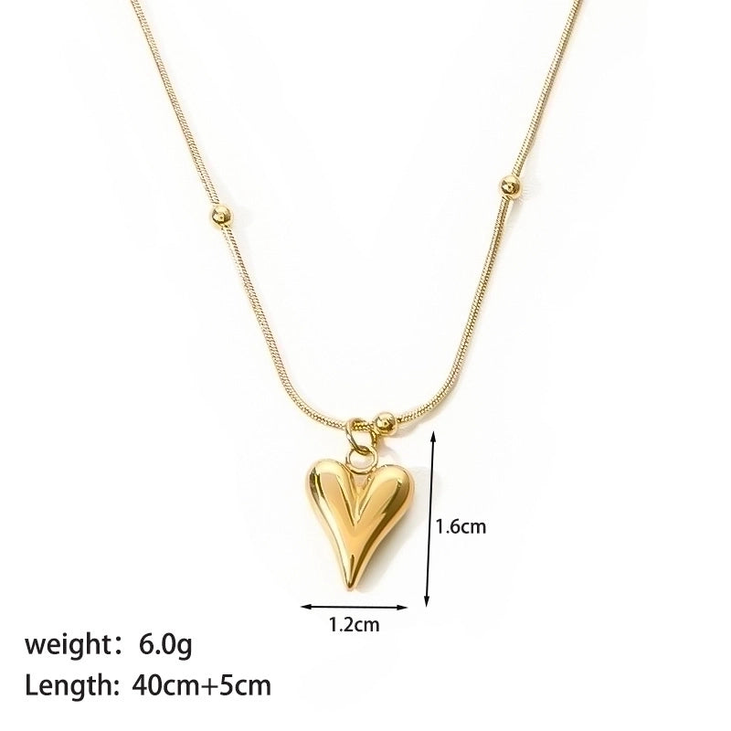 201 Stainless Steel 18K Gold Plated Minimalist Plating Heart Shape Bracelets Necklace