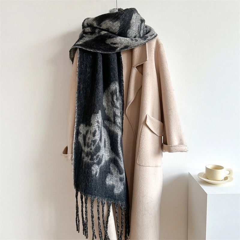 Women's Elegant Basic Minimalist Floral Imitation Cashmere Polyester Scarf