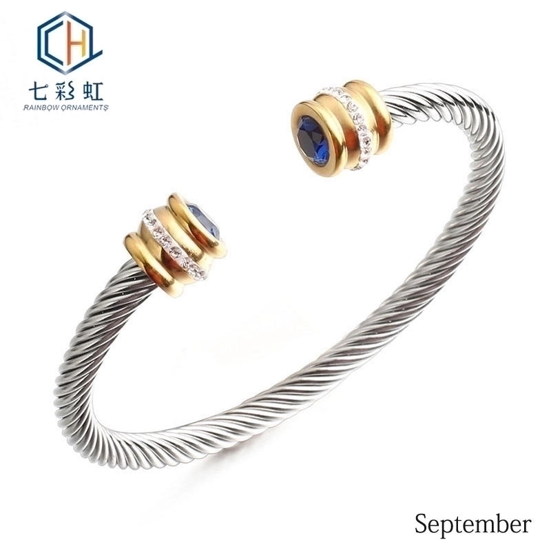 Titanium Steel Bracelet Colorful Diamond Twist Bangle Jewelry