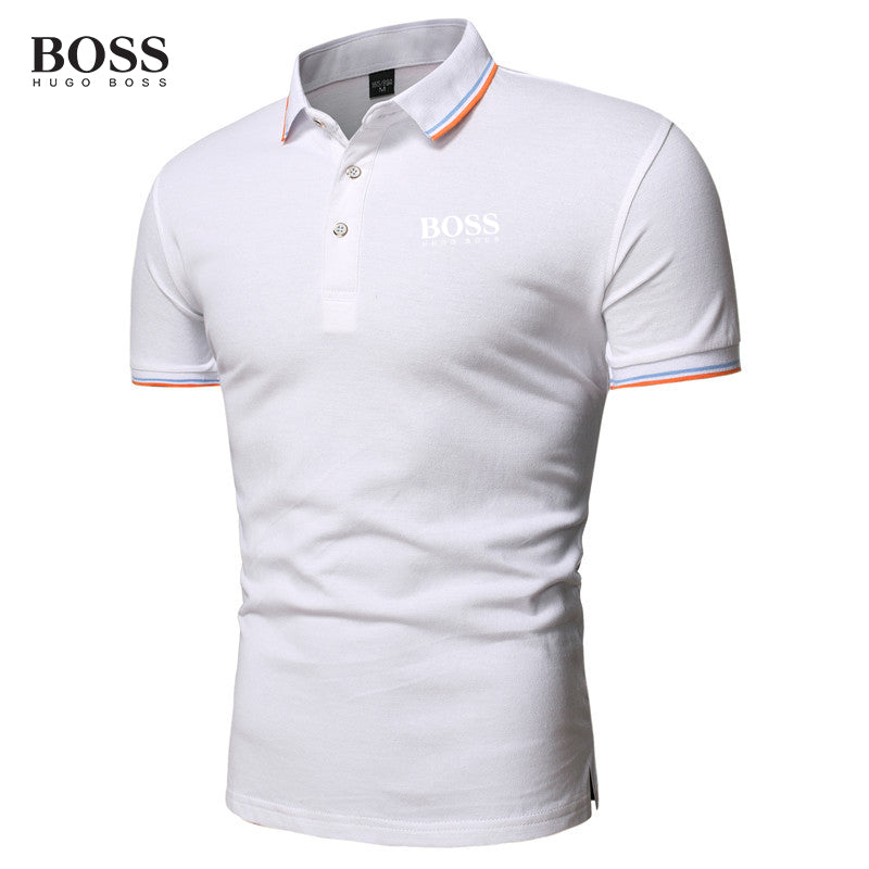 BOSS Men-s Button Stand Collar Short Sleeve Polo Shirts